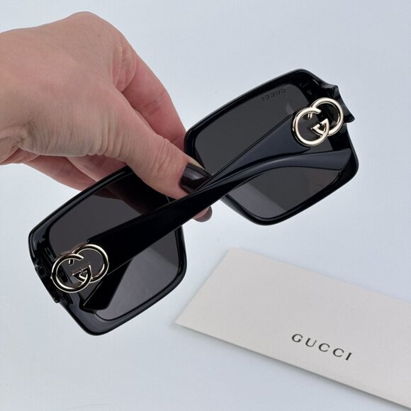Gucci GG1692S 001 BRAND NEW Sunglasses Black Grey Square Women - Picture 3 of 10